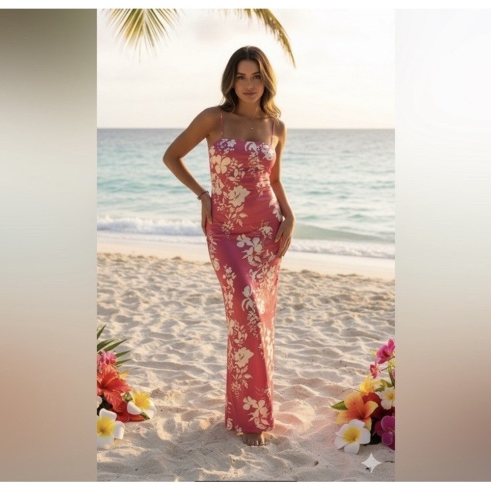Reformation Coral Floral Maxi Dress